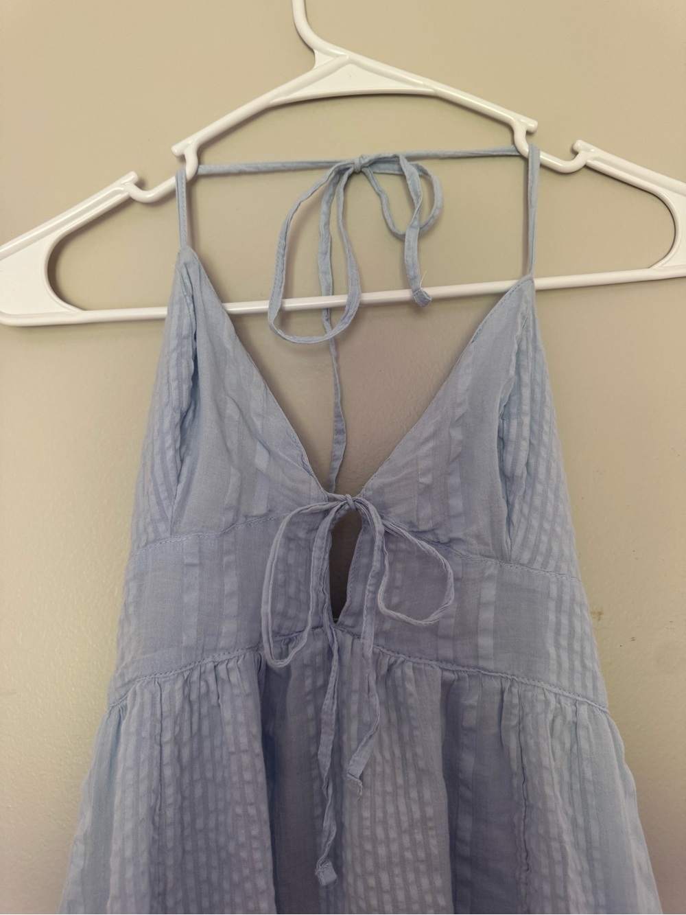 aerie Light Blue Halter Tie-Front Maxi Dress - Picture 2 of 4